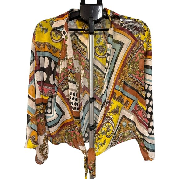 NWT TIMNG Boho deco art Colorful blouse Size Small - Picture 1 of 7